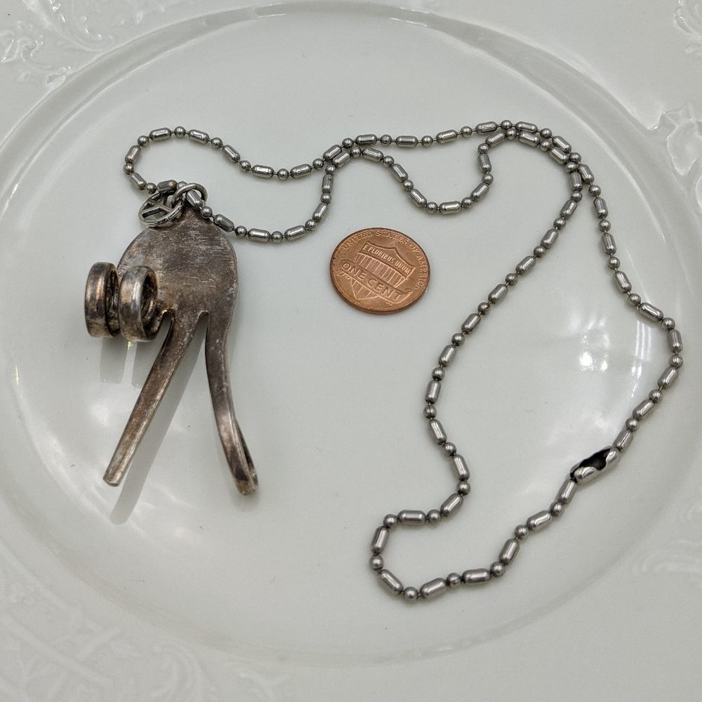 Peace Sign Silver Plate Fork Artisan Necklace - Picture 11 of 11